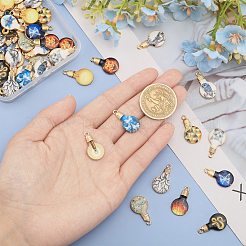 56Pcs 14 Styles Printed Alloy Enamel Pendants&nbsp;ENAM-CA0001-71