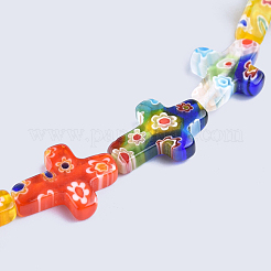 2 Strands Cross Handmade Millefiori Glass Beads Strands&nbsp;LK-PA0001-02
