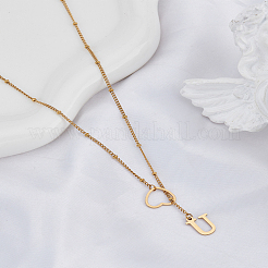 1Pc Letter & Heart Stainless Steel Lariat Necklaces for Women&nbsp;NJEW-LP0002-87G-U