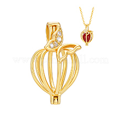 1Pc 925 Sterling Silver Micro Pave Clear Cubic Zirconia Bead Cage Pendants&nbsp;STER-PH0004-87