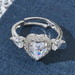 Brass & Cubic Zirconia Finger Rings&nbsp;CU-CBA7E55-15P
