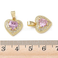 Valentine's Day Brass Micro Pave Pearl Pink Cubic Zirconia Charms&nbsp;KK-A299-14G