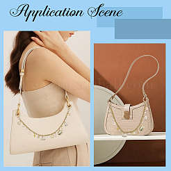 Alloy & ABS Plastic Imitation Pearl & Electroplated Natural Shell Tassel 304 Stainless Steel Bag Decorative Chains&nbsp;HJEW-BM00057