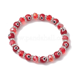 4Pcs 4 Colors Evil Eye Handmade Lampwork & Electroplated Glass Stretch Bracelet Sets&nbsp;BJEW-TA00520