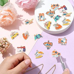 18Pcs 9 Styles Tourism Theme Alloy Enamel Pendants&nbsp;FIND-CJ0004-66