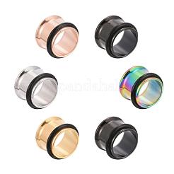 12Pcs 6 Colors 316 Surgical Stainless Steel Screw Ear Gauges Flesh Tunnels Plugs&nbsp;STAS-YW0001-16B