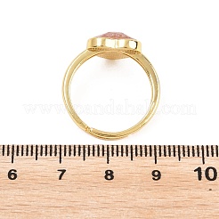 Natural Strawberry Quartz Finger Rings with Brass Findings&nbsp;G-H353-03G-05