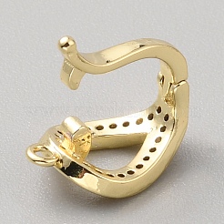 Brass Micro Pave Clear Cubic Zirconia Fold Over Clasps&nbsp;FIND-WH0428-15G