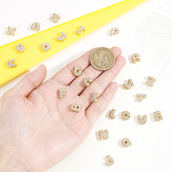 26Pcs 26 Styles Brass Micro Pave Cubic Zirconia Beads&nbsp;KK-GA0002-50