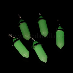 Luminous/Glow Bullet Glass Pointed Pendants&nbsp;GLAA-K058-01P-02