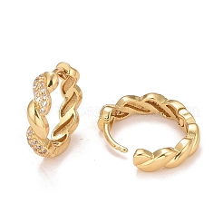 Clear Cubic Zirconia Twisted Rope Shape Hoop Earrings&nbsp;EJEW-C022-12G