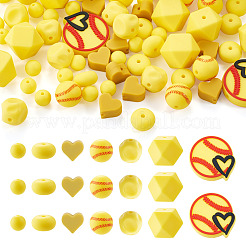 67Pcs 7 Styles Sports Ball Silicone Beads&nbsp;SIL-TA0003-47C