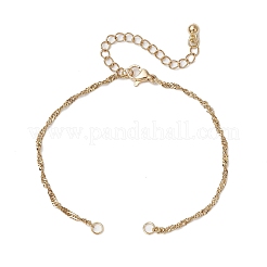 2Pcs 2 Colors 304 Stainless Steel Singapore Chain Bracelet Makings&nbsp;AJEW-JB01321