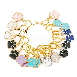 20Pcs 10 Colors Paw Print Alloy Enamel Pendant Locking Stitch Markers&nbsp;HJEW-TAC0097