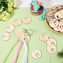 Flower Shape Wood Floss Bobbin&nbsp;AJEW-GF0011-05
