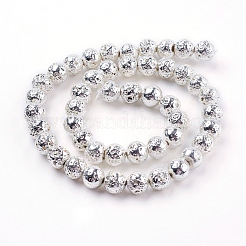 Electroplated Natural Lava Rock Bead Strands&nbsp;G-E429-01-8mm