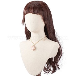 Waxed Cotton Cord Braided Natural Gemstone Rough Raw Pendant Necklace&nbsp;NJEW-JN03770