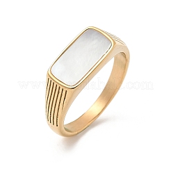316L Stainless Steel Shell Finger Rings for Women&nbsp;RJEW-U054-01C-G
