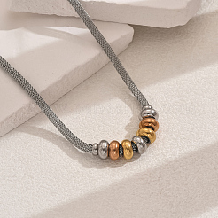Stainless Steel Rondelle Beaded Pendant Necklaces&nbsp;EE6114