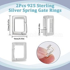 2Pcs 925 Sterling Silver Spring Gate Rings&nbsp;STER-SC0001-40B