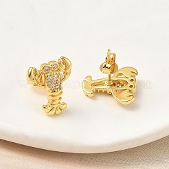 Brass Micro Pave Clear Cubic Zirconia Stud Earrings&nbsp;EJEW-A145-03B-G
