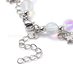 Synthetic Moonstone Round Beaded Multi-strand Bracelet&nbsp;BJEW-JB08857