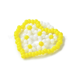 Glass Seed Beaded Heart with Flower Pendants&nbsp;PALLOY-MZ00529-02