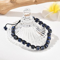 Adjustable Natural Lapis Lazuli and Non-magnetic Synthetic Hematite Braided Bead Bracelets&nbsp;BJEW-Z090-01F