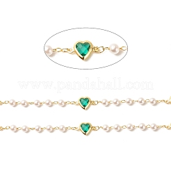 Brass Glass Heart Link Chains&nbsp;CHC-E024-07G
