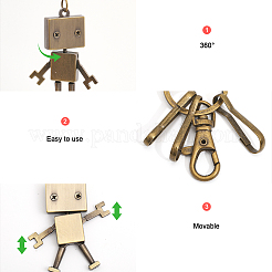 1Pc Vintage Alloy Robot Leather Pendant Decoration&nbsp;KEYC-CA0001-43