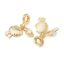 Ocean Brass Pave Clear Cubic Zirconia European Dangle Charms&nbsp;KK-H278-05G