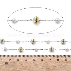 Handmade ABS Imitation Pearl & Rhinestone Round Chains&nbsp;CHS-L028-03P-01