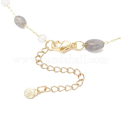 3Pcs 3 Styles Brass Handmade Natural Morganite & Amethyst & Labradorite Nuggets Link Chain Alloy Enamel Starfish Pendant Necklaces for Women&nbsp;NJEW-JN05366