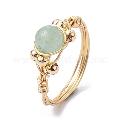 Copper Wire Wrapped Natural Gemstone Finger Ring for Women&nbsp;RJEW-JR00624