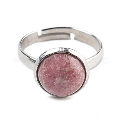 Half Round Natural Rhodonite Finger Rings&nbsp;RJEW-M062-01P-42