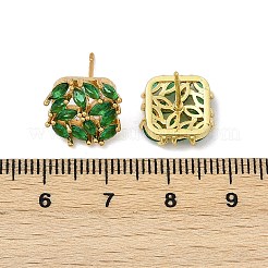 Brass Micro Pave Cubic Zirconia Stud Earrings&nbsp;KK-F358-02G-02