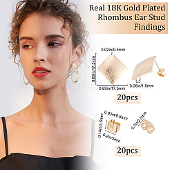 20Pcs Brass Stud Earring Findings&nbsp;KK-BBC0003-36