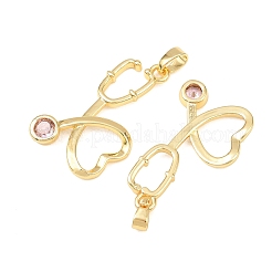 Brass Micro Pave Cubic Zirconia Pendants&nbsp;KK-C248-18G