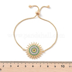 Sun Brass Micro Pave Cubic Zirconia Link Slider Bracelets&nbsp;KK-R217-49G-02