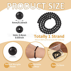 1 Strand Natural Shungite Beads Strands&nbsp;G-TA0003-34A