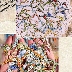 5Bags 5 Colors PET Flower Decorative Stickers&nbsp;DIY-SP0005-51B