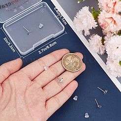 2 Pairs Hollow Heart Rhodium Plated 925 Sterling Silver Stud Earrings&nbsp;EJEW-BBC0001-33P
