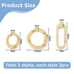 6Pcs 3 Styles Brass Spring Gate Rings&nbsp;KK-HS0015-07