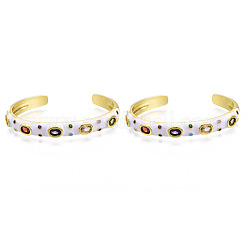 Colorful Cubic Zirconia Flat Cuff Bangle&nbsp;BJEW-N014-002-NF