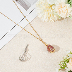 2Pcs 2 Colors Brass Pearl Cage Pendant Mounting&nbsp;KK-DR0001-01