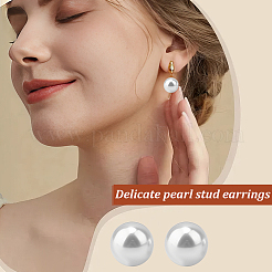16 Pairs 4 Size Plastic Imitation Pearl Stud Earrings with Steel Iron Pins&nbsp;EJEW-AN0003-89