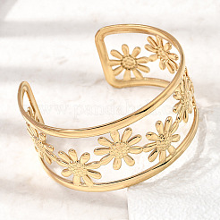 304 Stainless Steel Open Cuff BangleS for Women&nbsp;BJEW-K306-01G