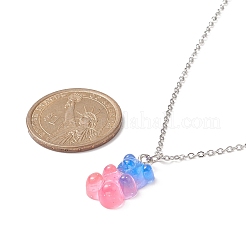 Resin Bear Pendant Necklace&nbsp;NJEW-JN04251