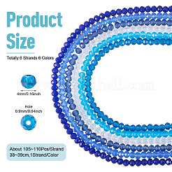 6 Strands 6 Colors Glass Beads Strands&nbsp;EGLA-TADJ0001-03