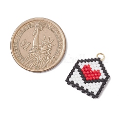 Beaded Heart Envelope Charms&nbsp;PALLOY-MZ01092-02